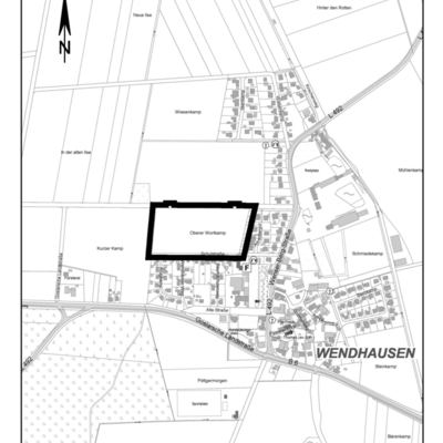 Übersichtskarte zum Bebauungsplan Nr. 11-06 "Oberer Wortkamp" (Ortschaft Wendhausen)